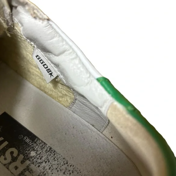 GooseShoesGolden Goose White Leather Green Glitter Superstar Sneakers Si… - Picture 8 of 12